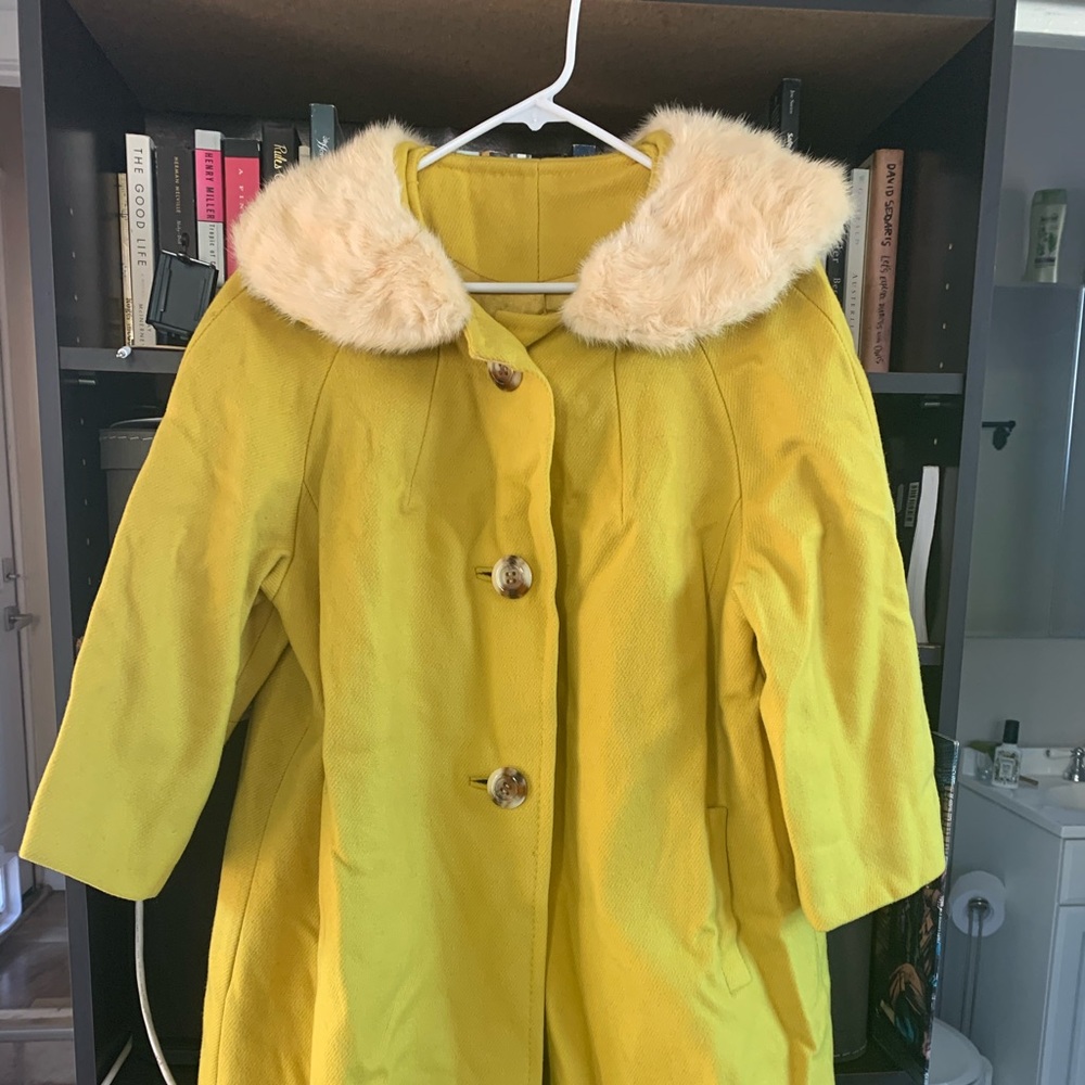 Vintage fur collar wool coat